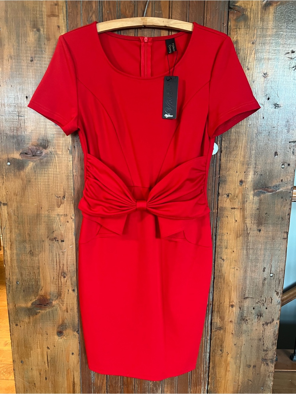 Red Bow-Waist Sheath Dress Size Small NWT